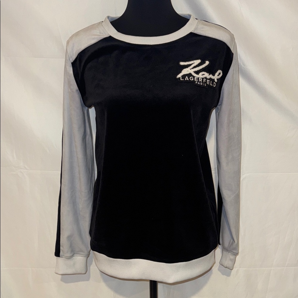 Karl Lagerfeld Colorblock Velour Sweater
